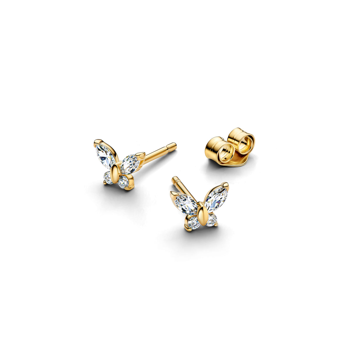 Stud Earrings – 14k Gold-Plated – Butterfly