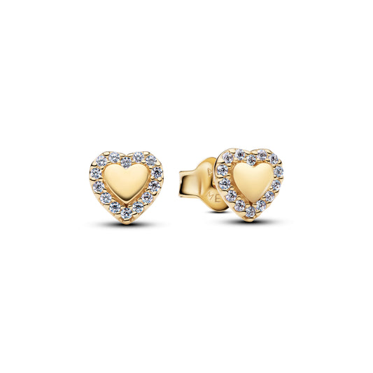 Stud Earrings – 14k Gold-Plated – Heart Halo