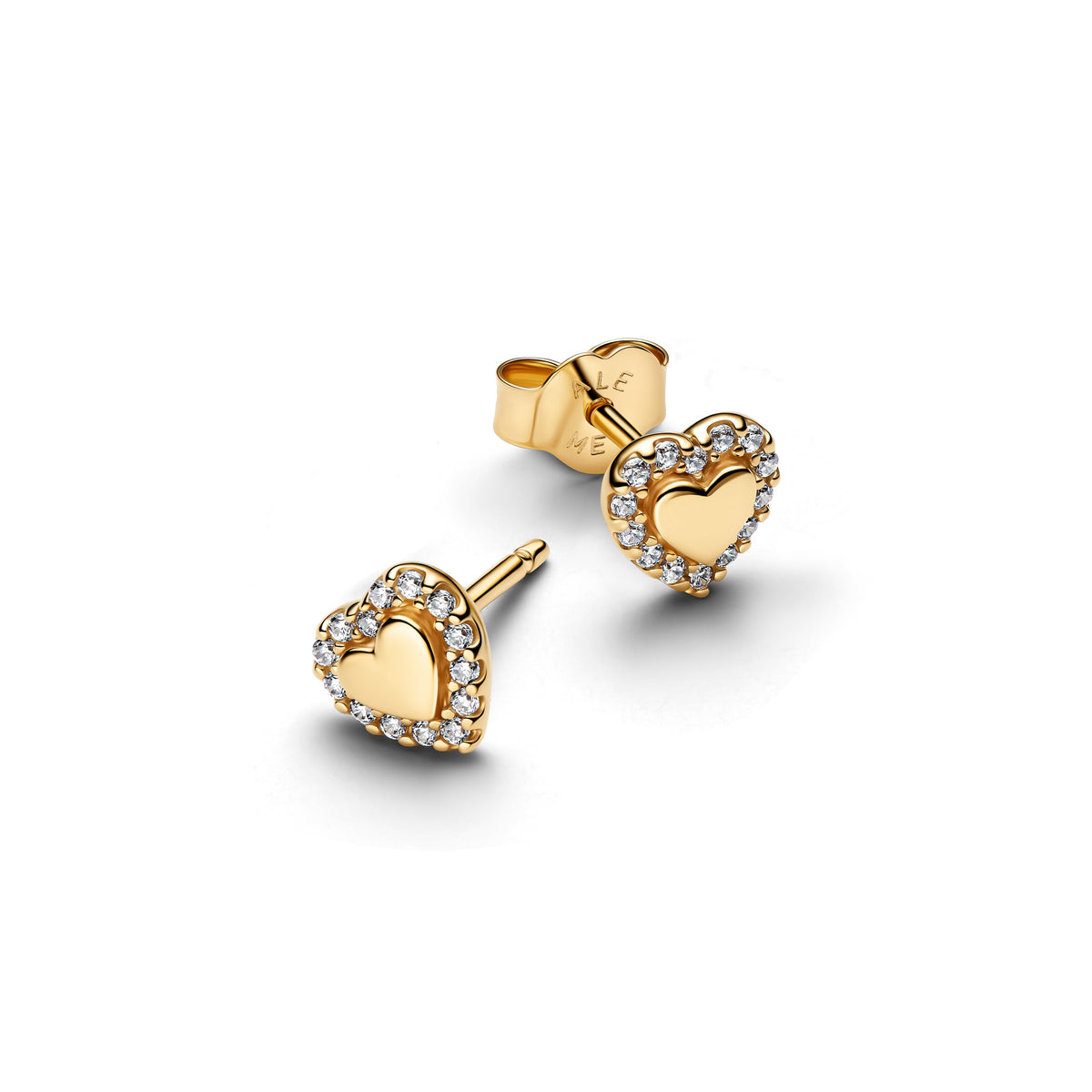 Stud Earrings – 14k Gold-Plated – Heart Halo
