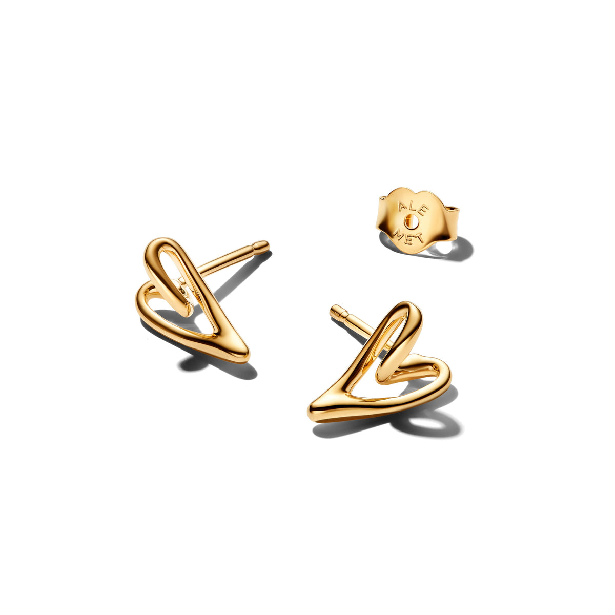 Stud Earrings – 14k Gold-Plated – Organically Shaped Heart