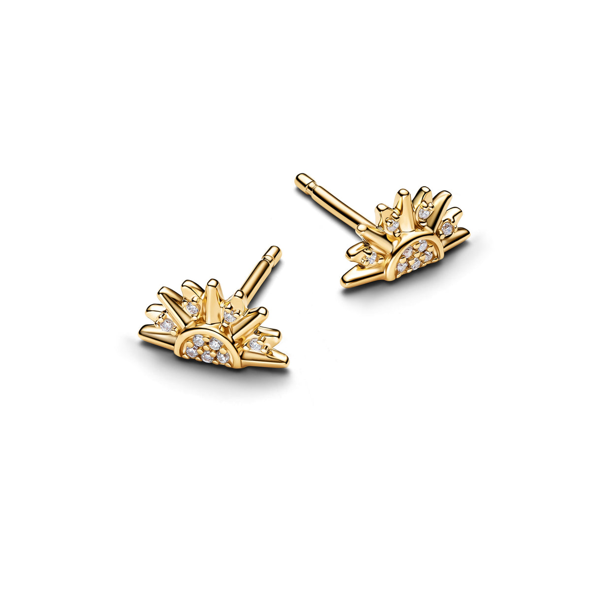 Stud Earrings – 14k Gold-Plated – Celestial Sparkling Sun