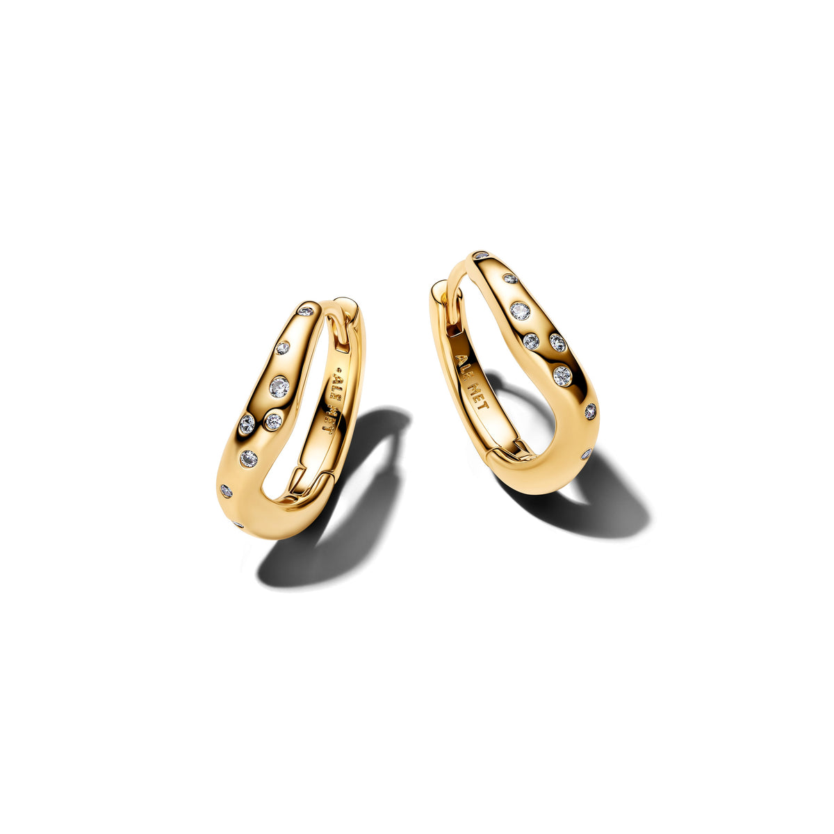 Hoop Earrings – 14k Gold-Plated – Organically Shaped Stone-Set