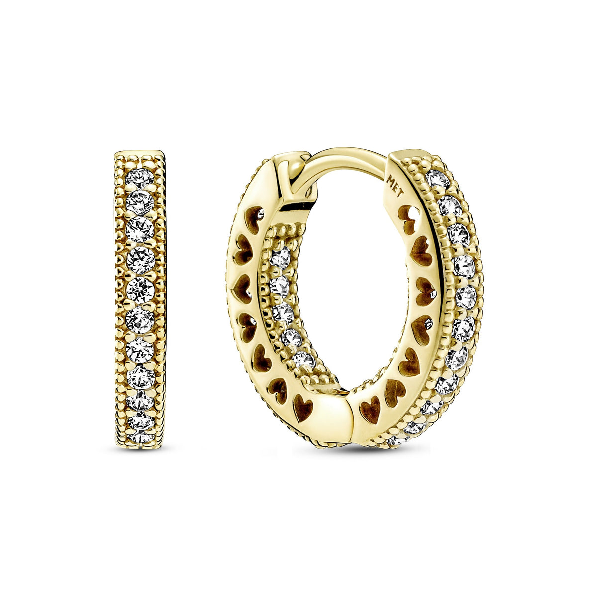 Hoop Earrings – 14k Gold-Plated – Pavé Heart