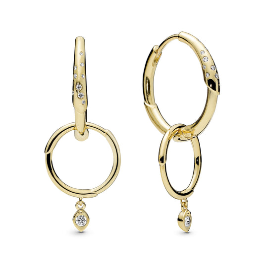 Hoop Earrings – 14k Gold-Plated – Flower Stem