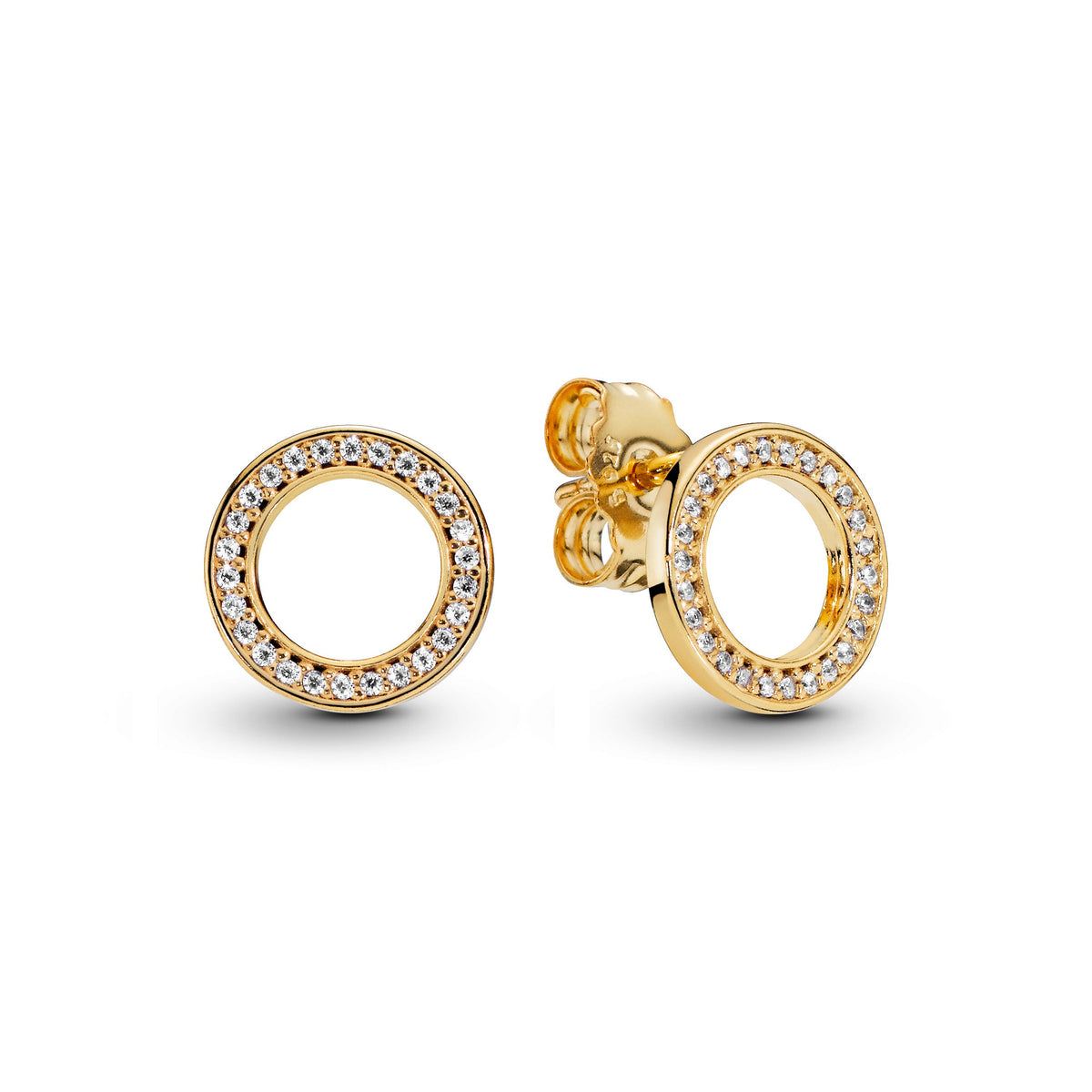 Stud Earrings – 14k Gold-Plated – Sparkling Circle