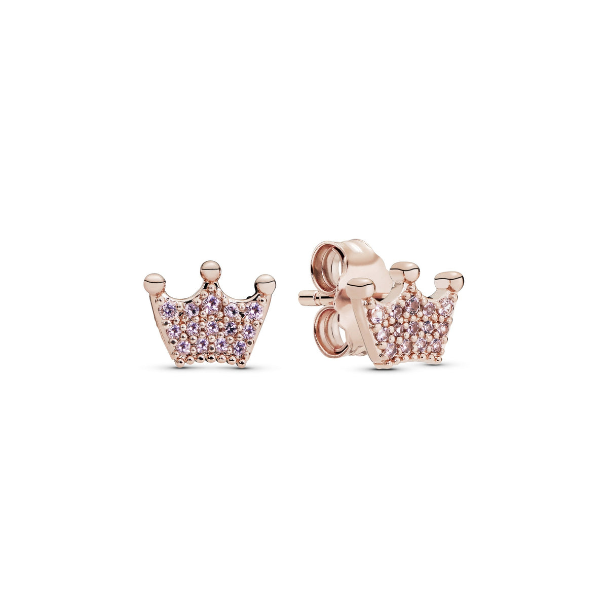 Stud Earrings – 14k Rose Gold-Plated – Pink Crown