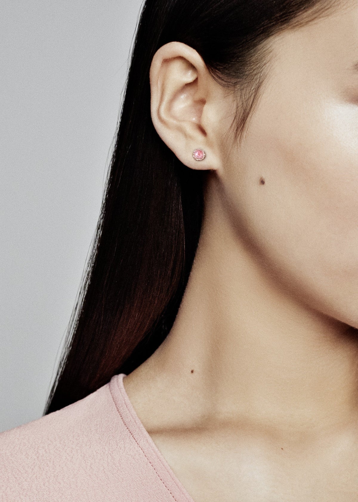 Stud Earrings – 14k Rose Gold-Plated – Pink Sparkling Crown