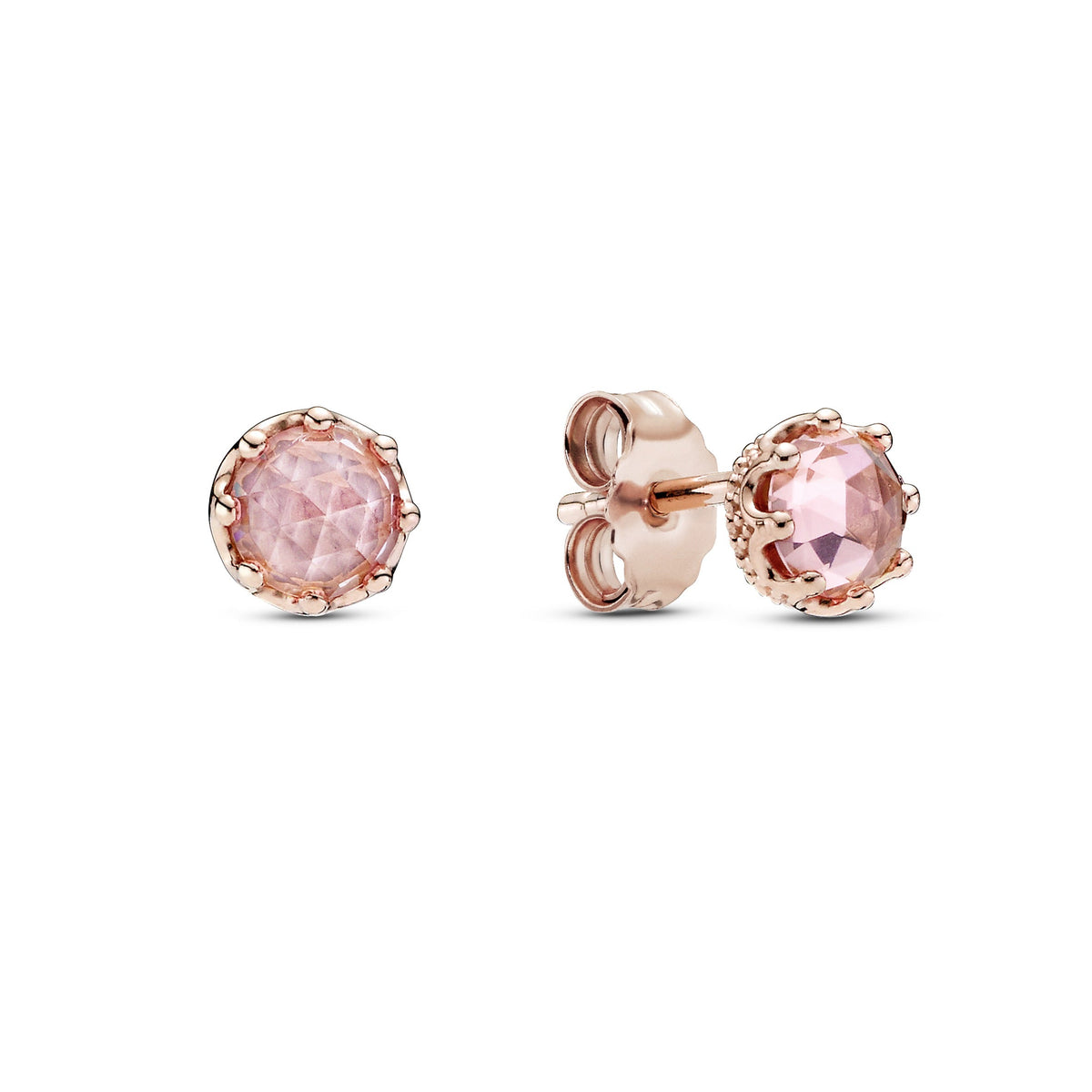 Stud Earrings – 14k Rose Gold-Plated – Pink Sparkling Crown