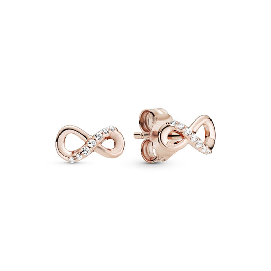 Stud Earrings – 14k Rose Gold-Plated – Sparkling Infinity