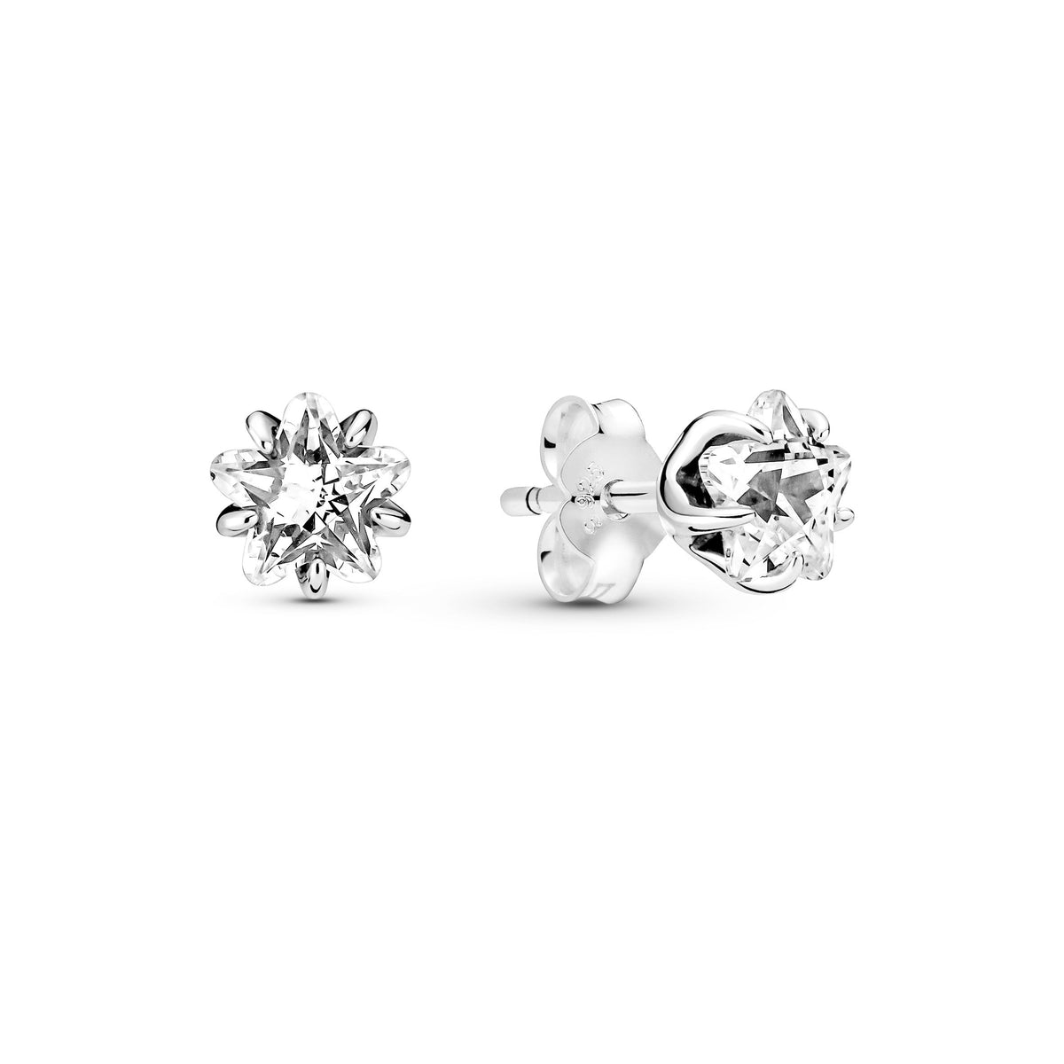 Stud Earrings – Sterling Silver – Celestial Sparkling Star