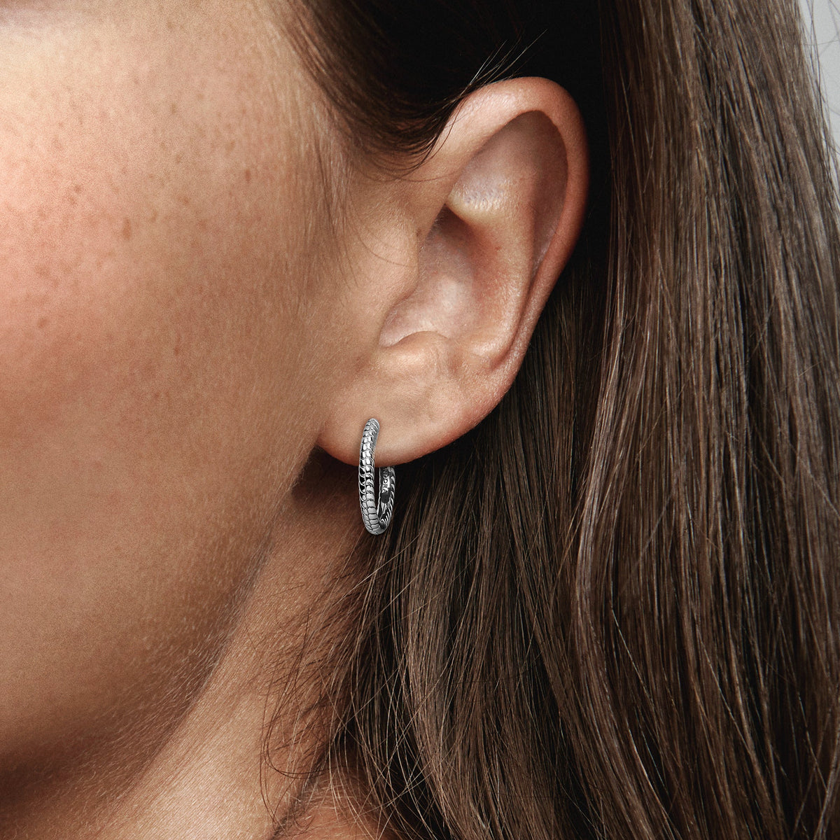 Hoop Earrings – Sterling Silver – Pandora Moments Small Charm