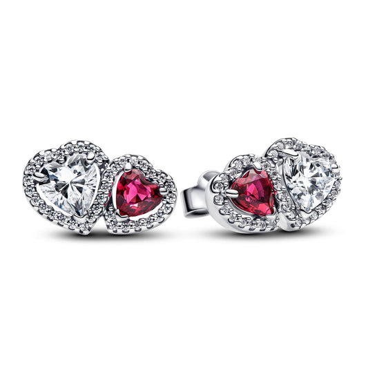 Stud Earrings – Sterling Silver – Halo Hearts