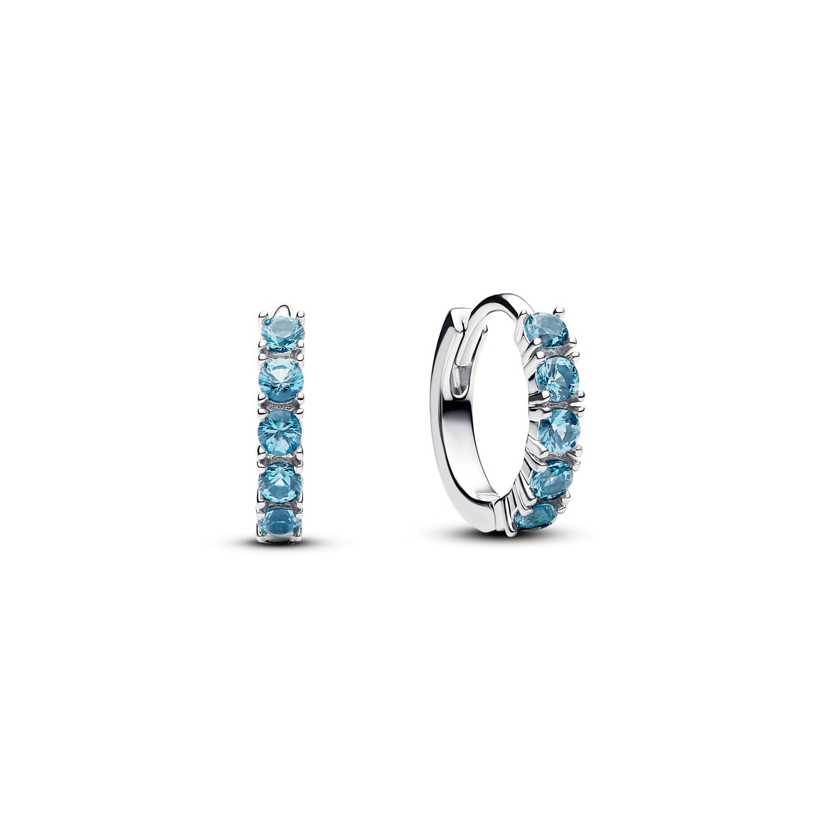 Earrings – Sterling Silver – Light Blue Huggie