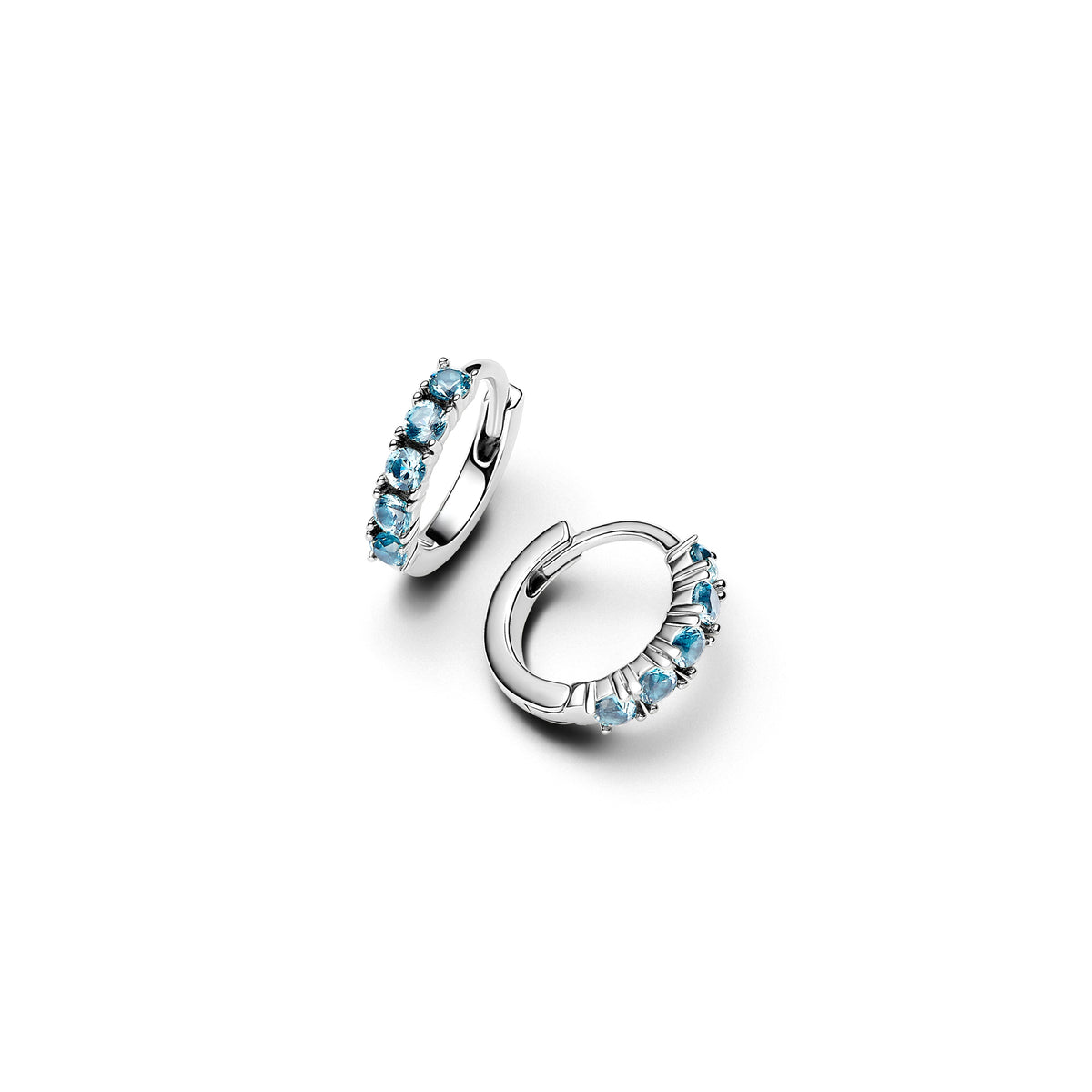Earrings – Sterling Silver – Light Blue Huggie