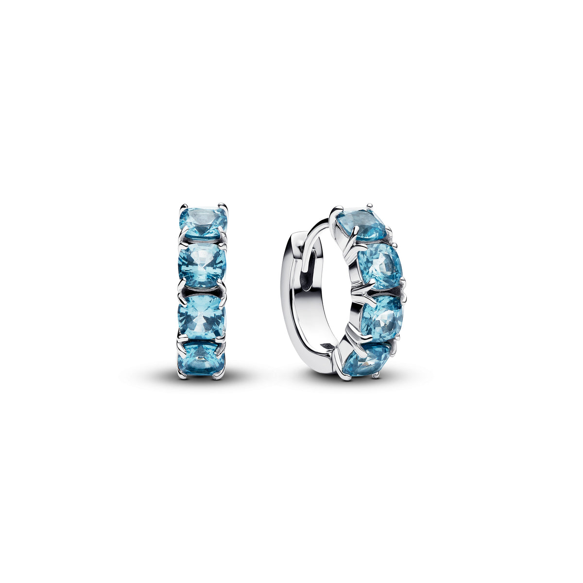 Hoop Earrings – Sterling Silver – Light Blue