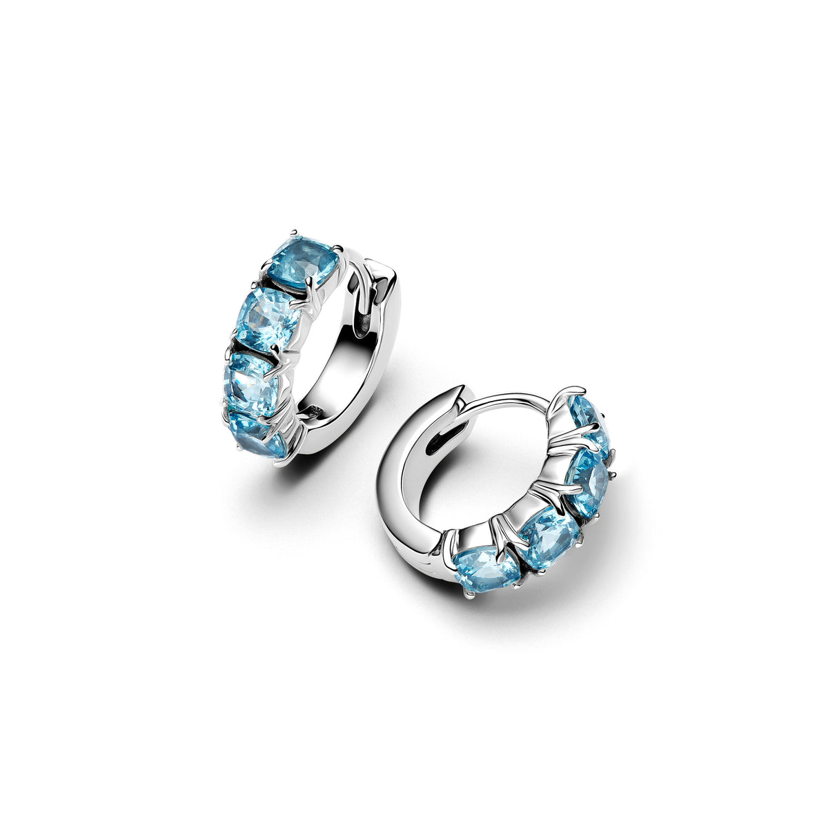 Hoop Earrings – Sterling Silver – Light Blue