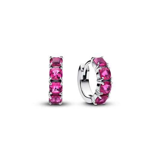 Hoop Earrings – Sterling Silver – Pink