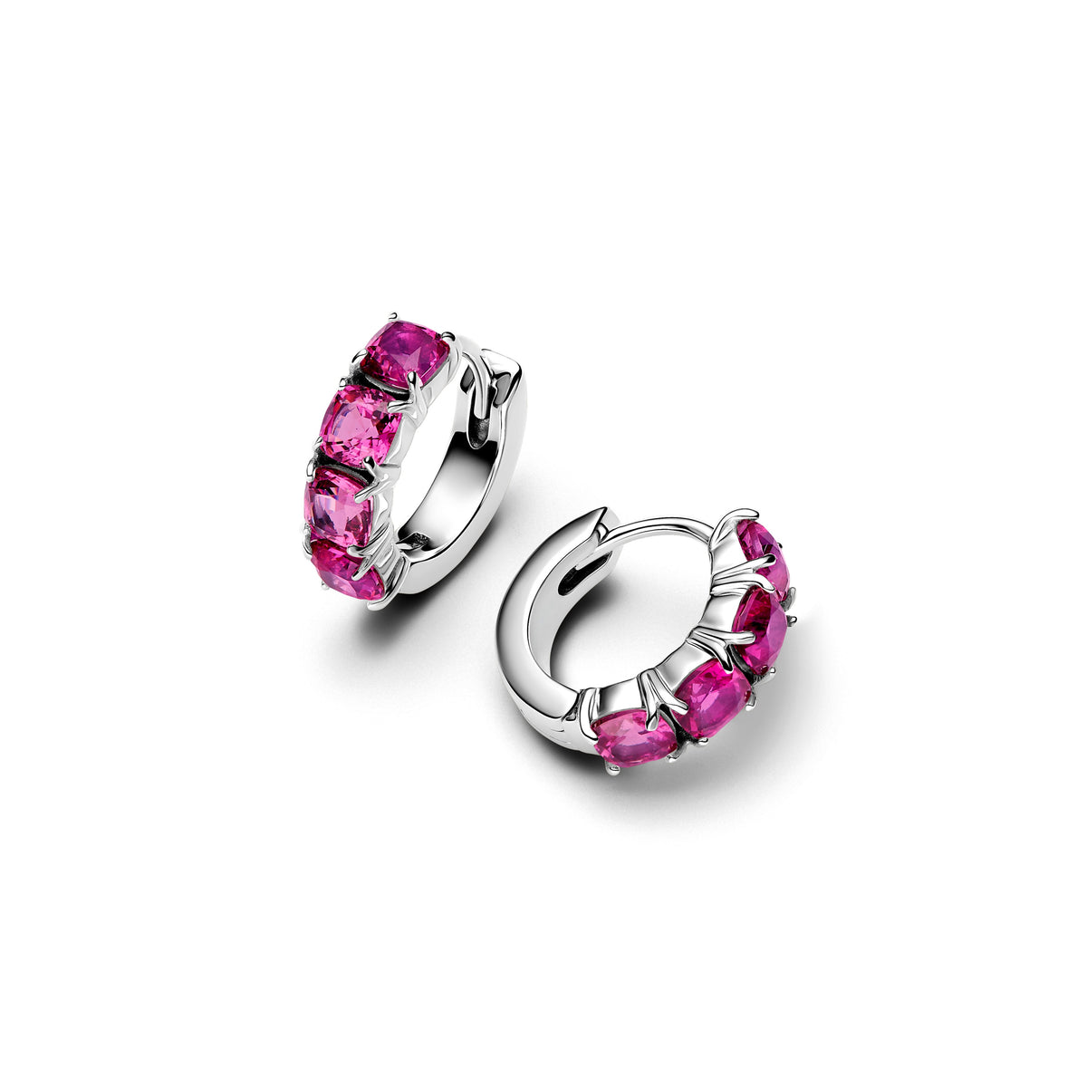 Hoop Earrings – Sterling Silver – Pink