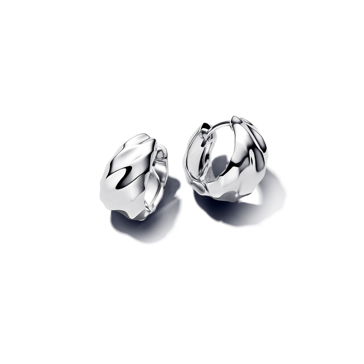 Hoop Earrings – Sterling Silver – Rippled Small