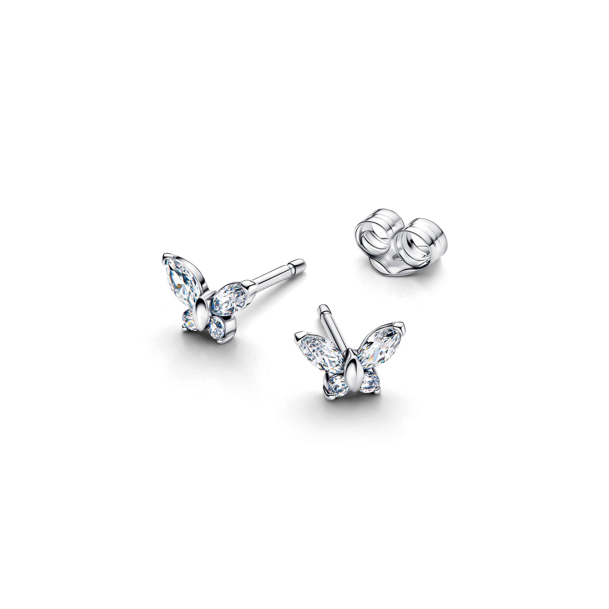 Stud Earrings – Sterling Silver – Butterfly