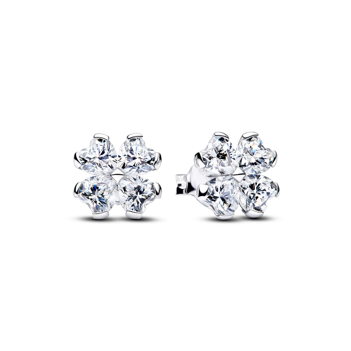 Stud Earrings – Sterling Silver – Sparkling Lucky Clover