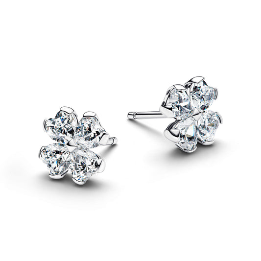 Stud Earrings – Sterling Silver – Sparkling Lucky Clover