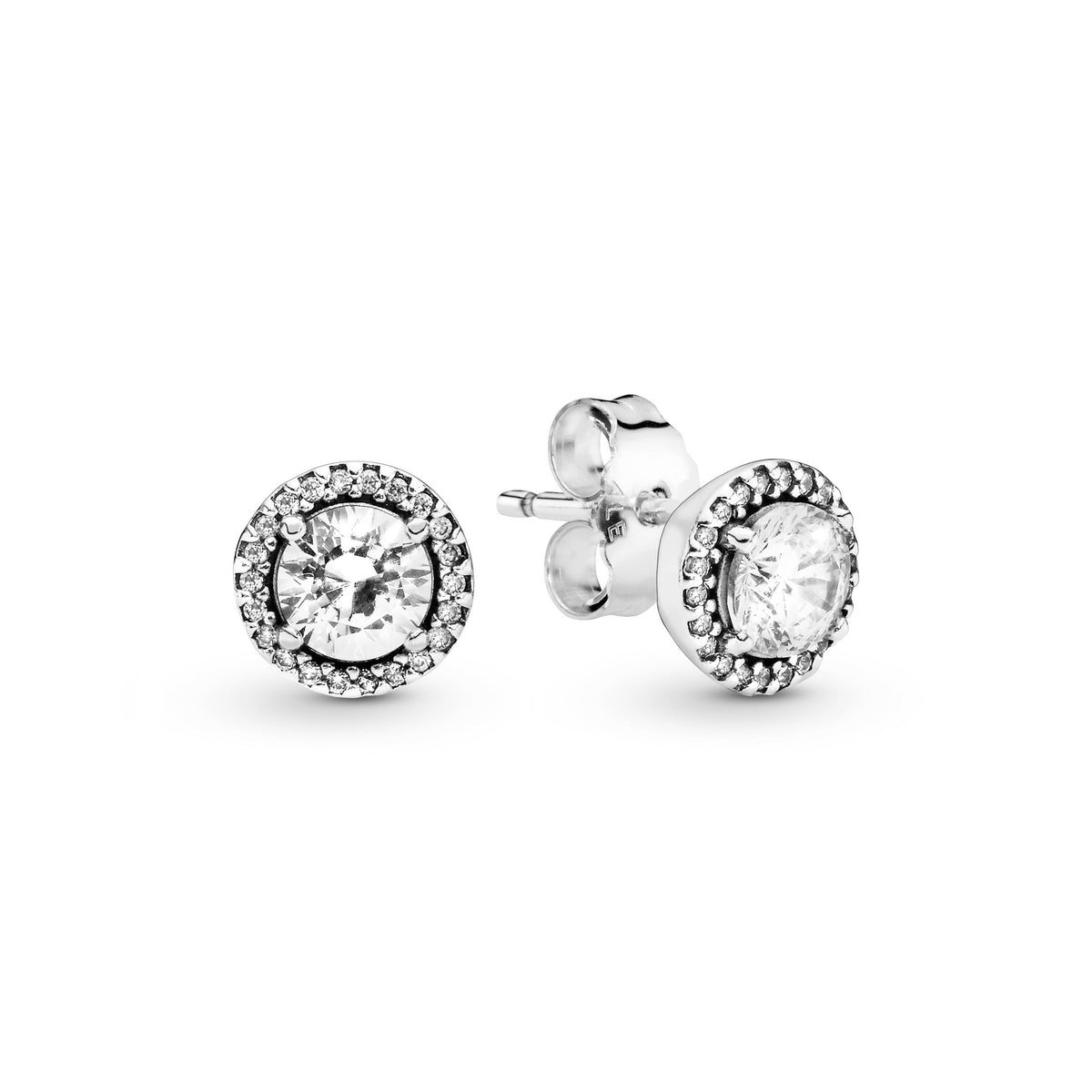 Stud Earrings – Sterling Silver – Round Sparkle