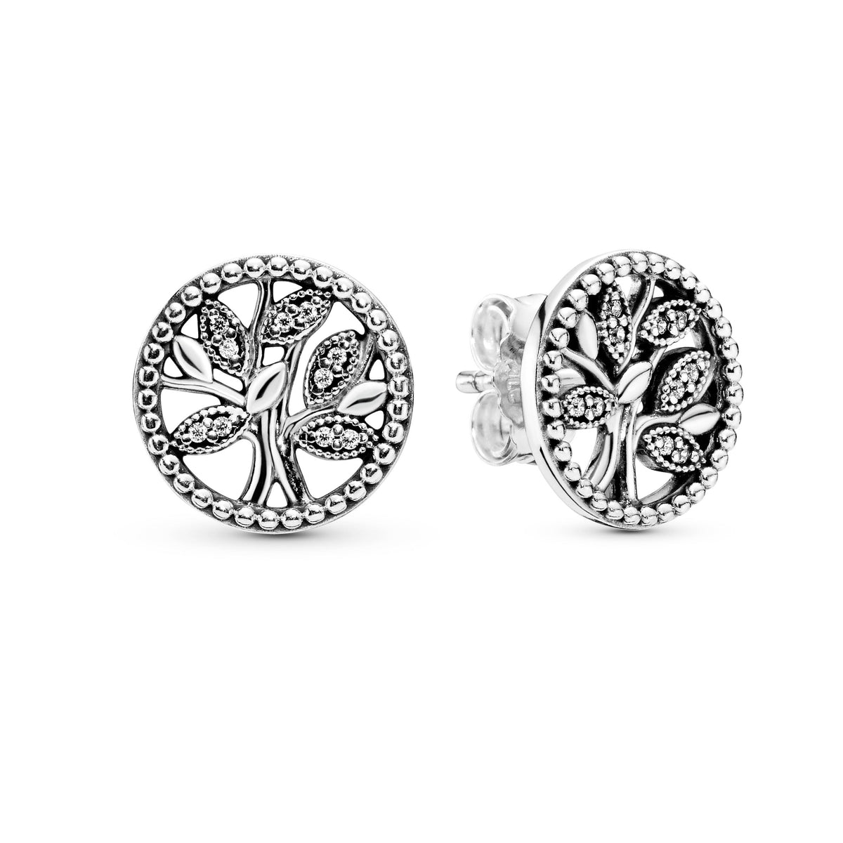 Stud Earrings – Sterling Silver – Sparkling Family Tree