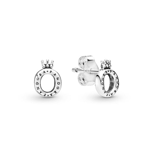 Stud Earrings – Sterling Silver – Polished Crown O