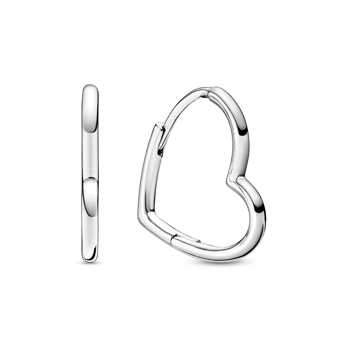 Hoop Earrings – Sterling Silver – Asymmetrical Heart