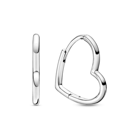 Hoop Earrings – Sterling Silver – Asymmetrical Heart