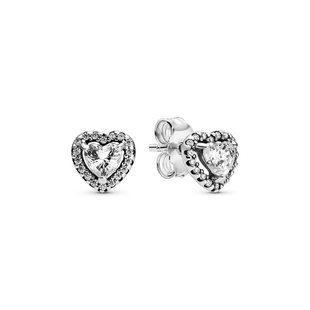 Stud Earrings – Sterling Silver – Elevated Heart