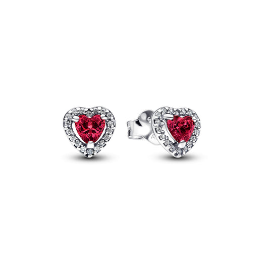 Stud Earrings – Sterling Silver – Elevated Red Heart