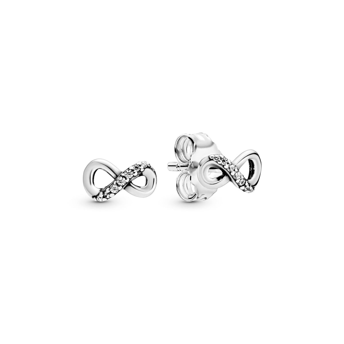 Stud Earrings – Sterling Silver – Sparkling Infinity