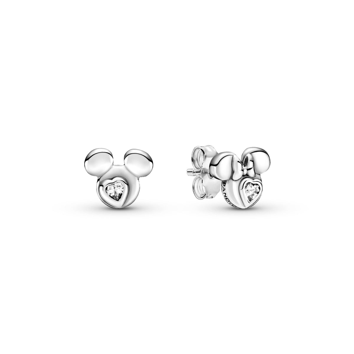 Stud Earrings – Sterling Silver – Disney Mickey Mouse & Minnie Mouse Silhouette