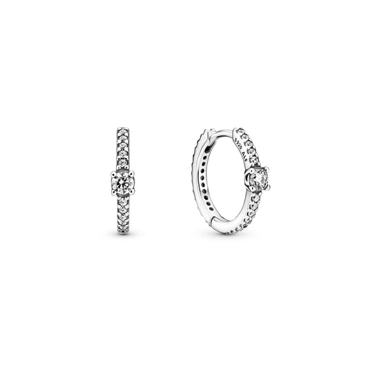Hoop Earrings – Sterling Silver – Sparkling