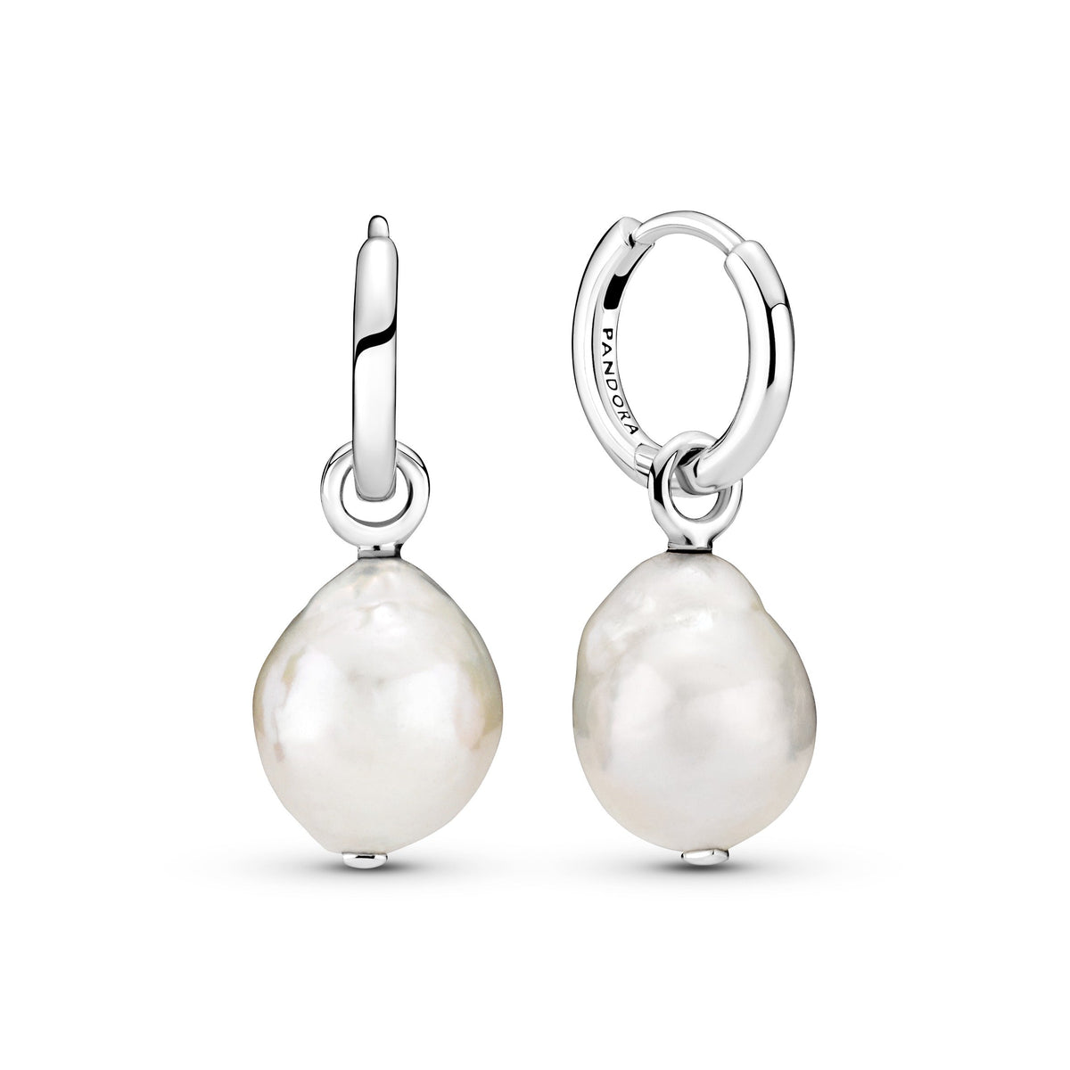 Hoop Earrings – Sterling Silver – Freshwater Cultured Baroque Pearl