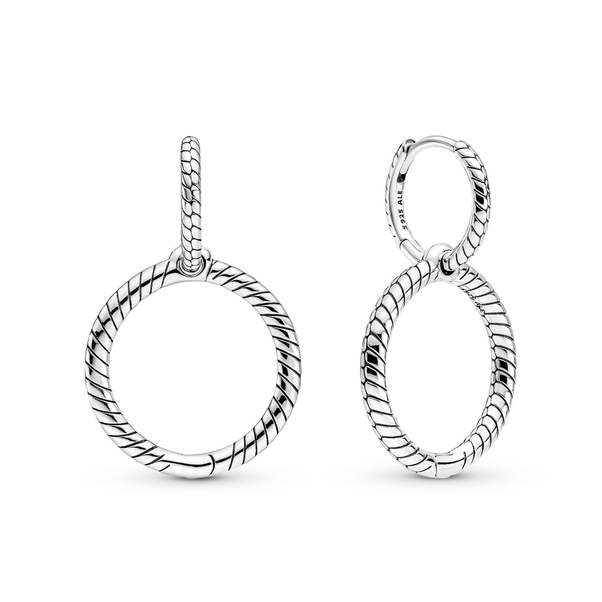 Hoop Earrings – Sterling Silver – Pandora Moments Charm Double