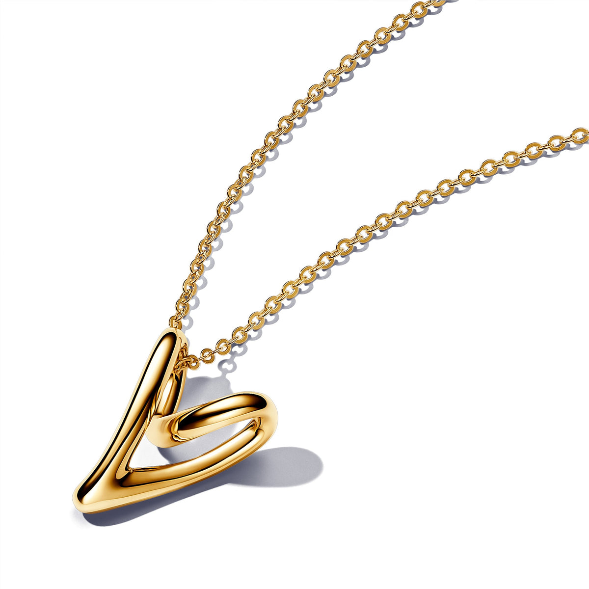 Pendant Necklace – 14k Gold-Plated – Organically Shaped Heart