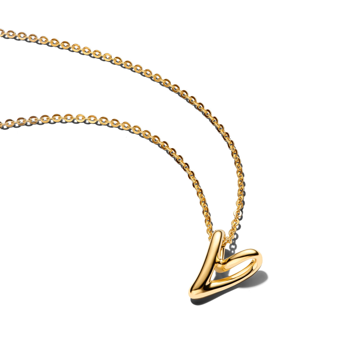 Pendant Necklace – 14k Gold-Plated – Organically Shaped Heart Small