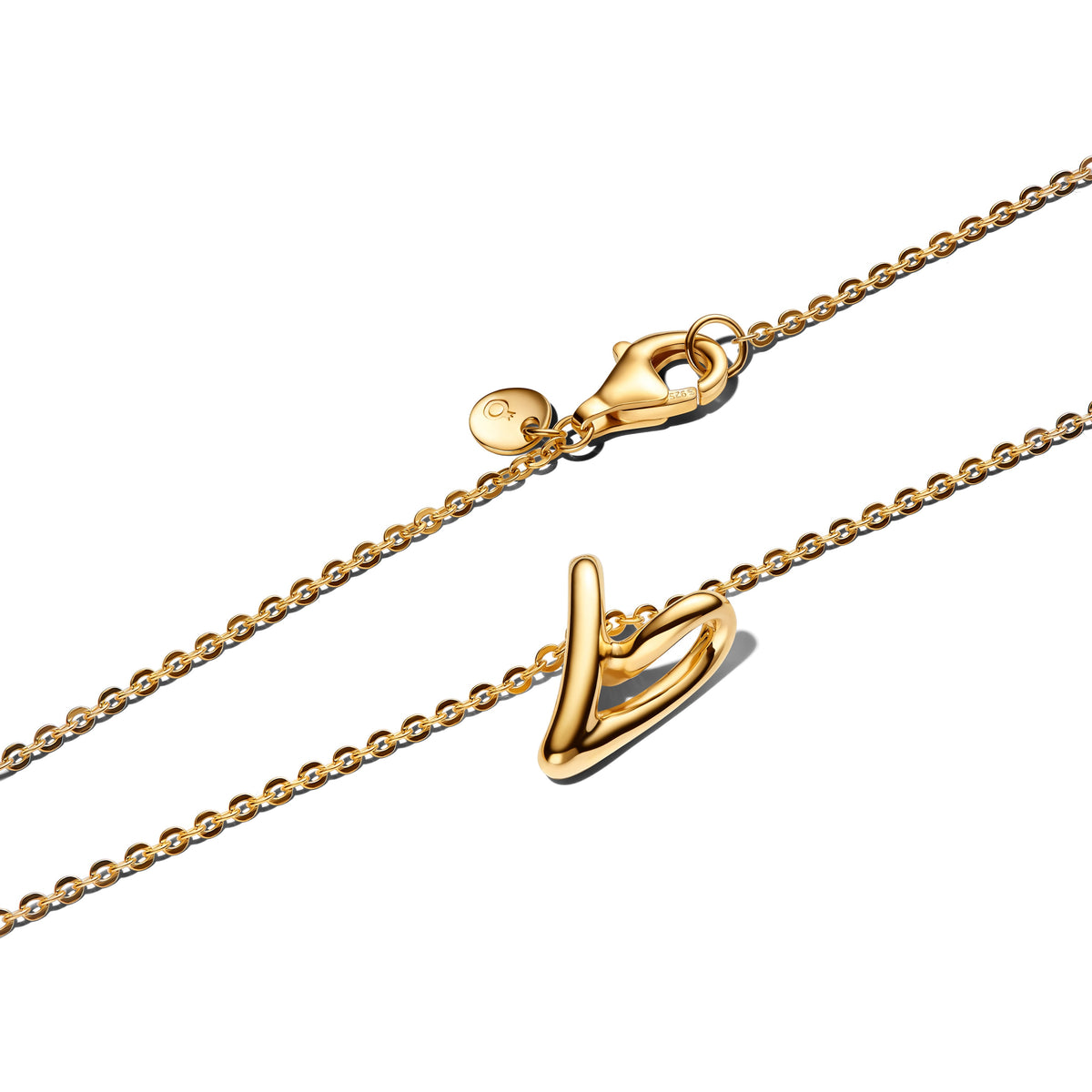 Pendant Necklace – 14k Gold-Plated – Organically Shaped Heart Small