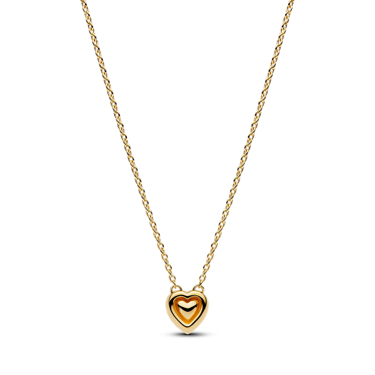 Necklace – 14k Gold-Plated – Engravable Heart Halo Collier