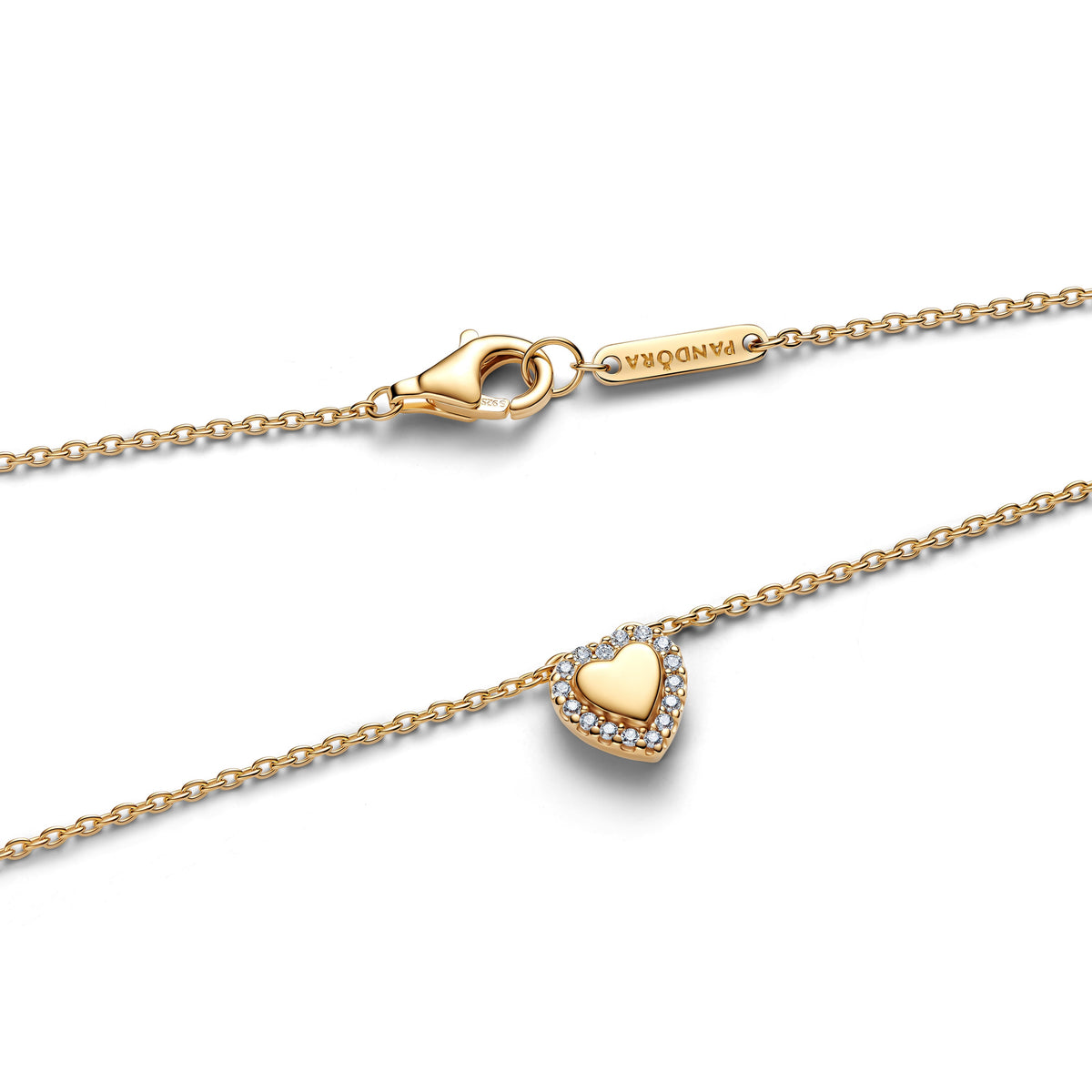 Necklace – 14k Gold-Plated – Engravable Heart Halo Collier