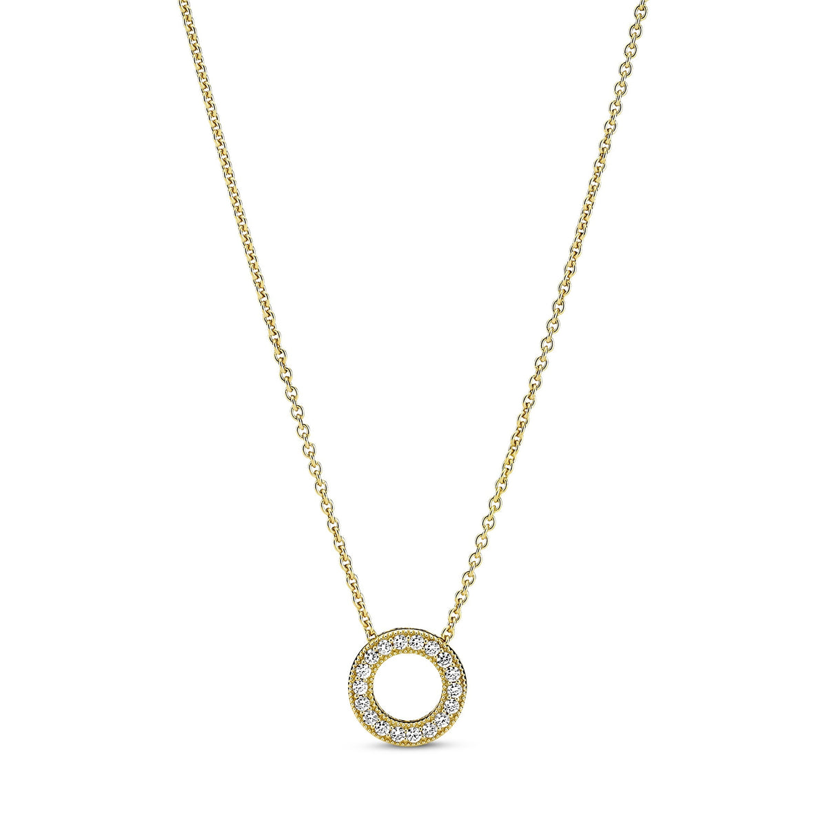Necklace – 14k Gold-Plated – Pandora Logo Pavé Circle Collier