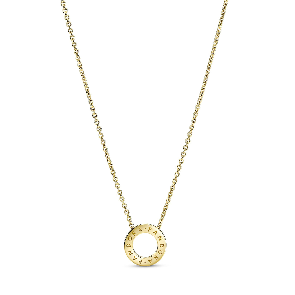 Necklace – 14k Gold-Plated – Pandora Logo Pavé Circle Collier