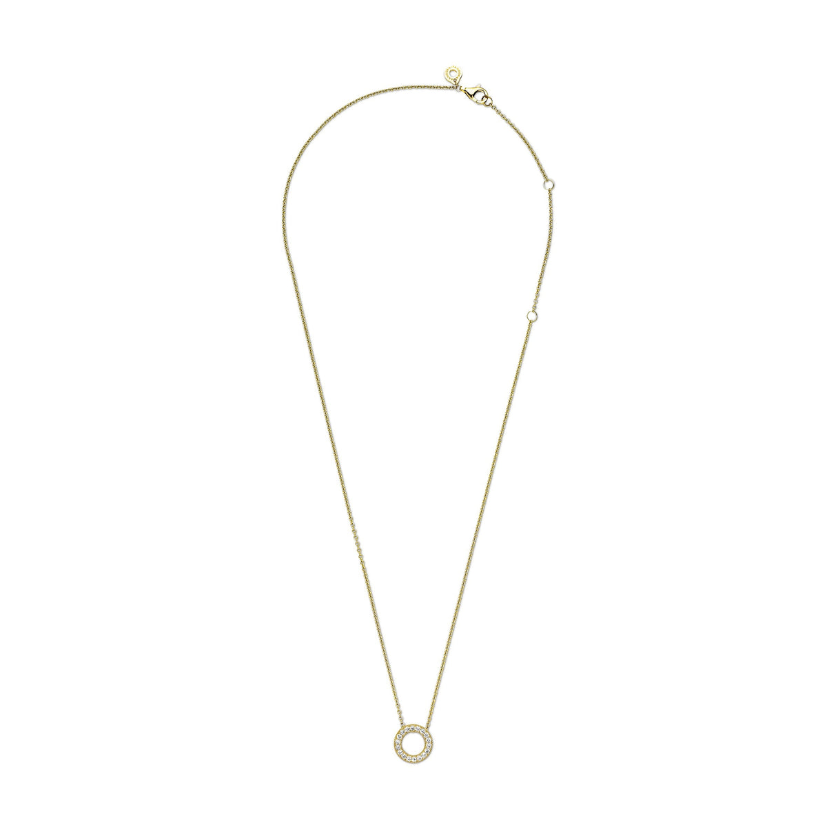 Necklace – 14k Gold-Plated – Pandora Logo Pavé Circle Collier