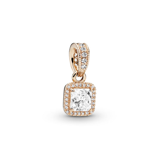 Pendant – 14k Rose Gold-Plated – Square Sparkle Halo
