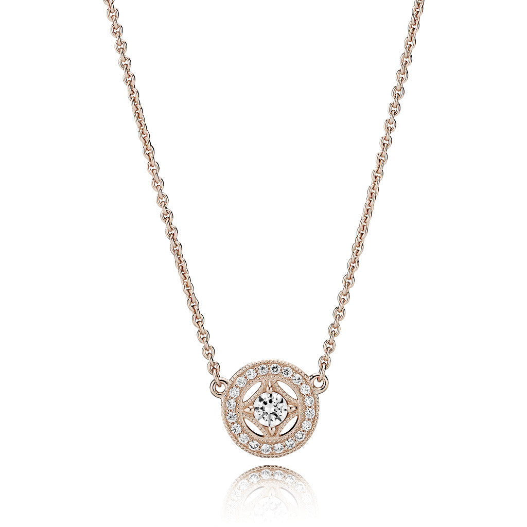 Necklace – 14k Rose Gold-Plated – Vintage Circle Collier
