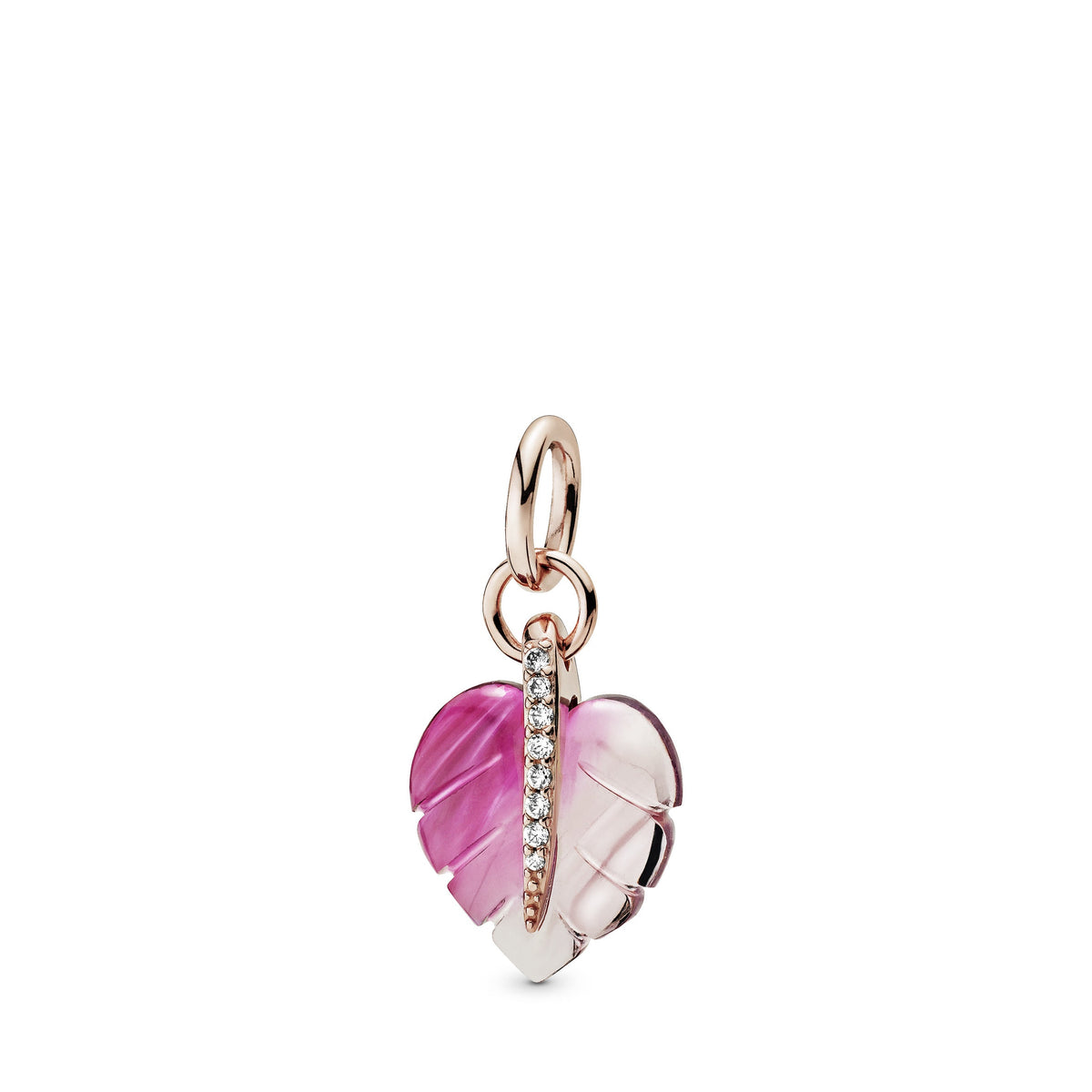 Pendant – 14k Rose Gold-Plated – Pink Murano Glass Leaf