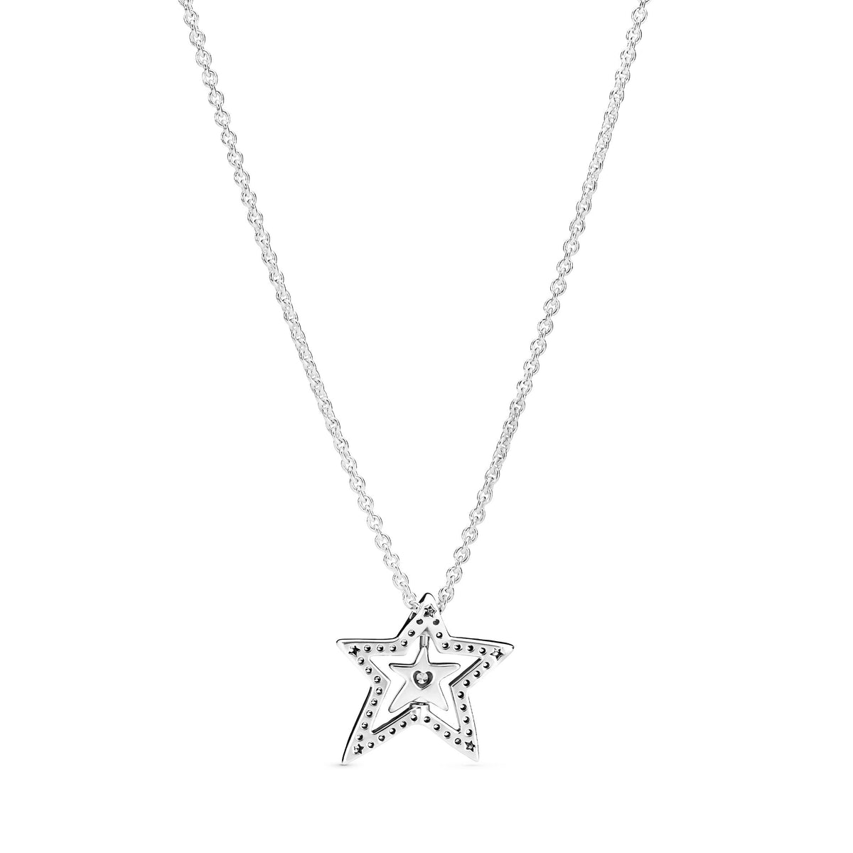 Necklace – Sterling Silver – Pavé Asymmetric Star Collier
